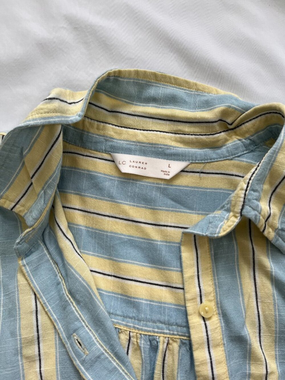 Women's Striped Ruffle Button Down - Picture 5 of 5
